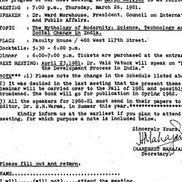 Announcements, 1981-03-12. ...