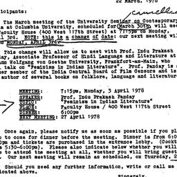 Announcements, 1978-03-22. ...