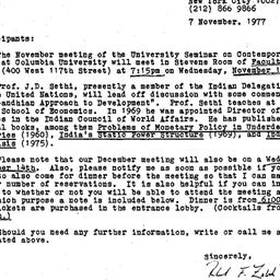 Announcements, 1977-11-07. ...