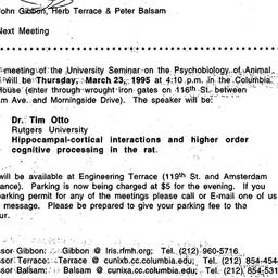 Announcements, 1995-03-07. ...