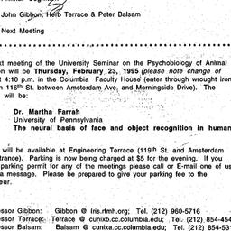 Announcements, 1995-02-03. ...