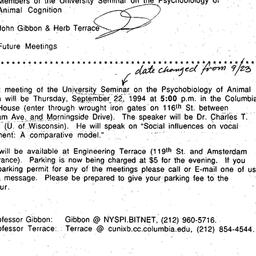 Announcements, 1994-09-09. ...