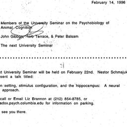 Announcements, 1996-02-14. ...