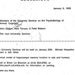 Announcements, 1996-01-09. ...