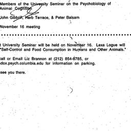 Announcements, 1995-11-07. ...