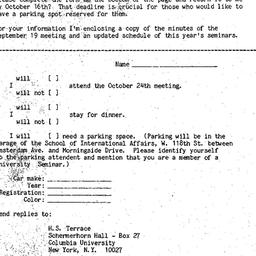 Announcements, 1985-10-06. ...