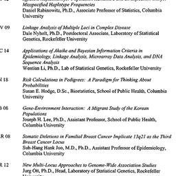 Schedules, Genetic Epidemio...