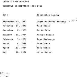 Schedules, Genetic Epidemio...