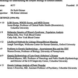 Schedules, Genetic Epidemio...