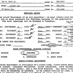 Announcements, 1992-09-15. ...