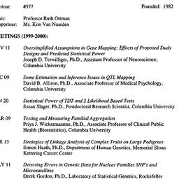 Schedules, Genetic Epidemio...