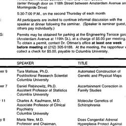 Schedules, Genetic Epidemio...