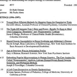 Schedules, Genetic Epidemio...