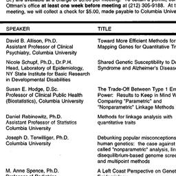 Schedules, Genetic Epidemio...
