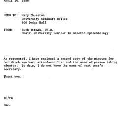 Minutes, 1986-04-10. Geneti...