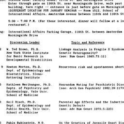 Schedules, Genetic Epidemio...