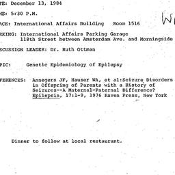 Announcements, 1984-12-13. ...
