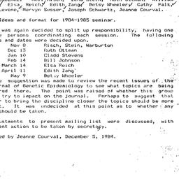 Minutes, 1984-10-11. Geneti...