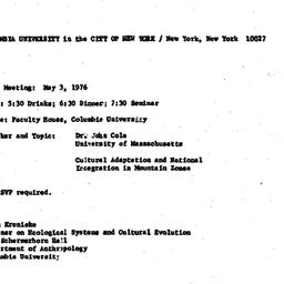 Announcements, 1976-05-03. ...