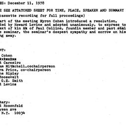 Minutes, 1978-12-11. Ecolog...
