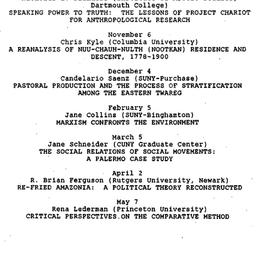 Schedules, Ecology and Cult...