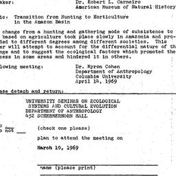 Announcements, 1969-03-10. ...