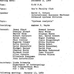 Minutes, 1968-12-09. Ecolog...