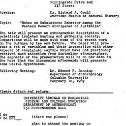 Announcements, 1969-01-13. ...