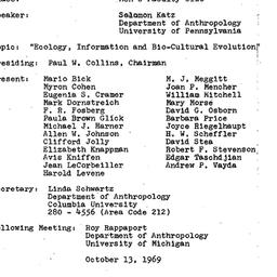 Minutes, 1969-05-12. Ecolog...