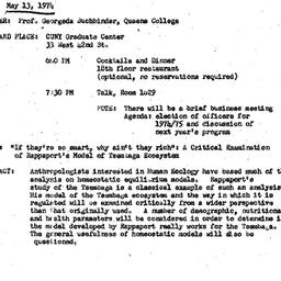 Announcements, 1974-05-13. ...