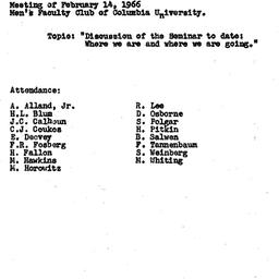 Minutes, 1966-02-14. Ecolog...