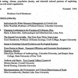 Schedules, Ecology and Cult...