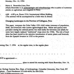Announcements, 1994-11-14. ...