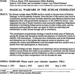 Announcements, 1992-12-07. ...