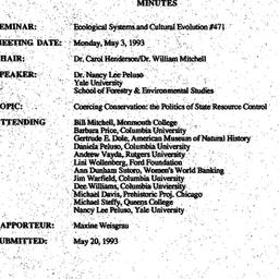 Minutes, 1993-05-03. Ecolog...