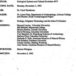Minutes, 1992-11-02. Ecolog...