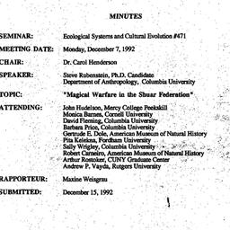 Minutes, 1992-12-07. Ecolog...