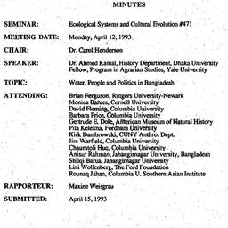 Minutes, 1993-04-12. Ecolog...