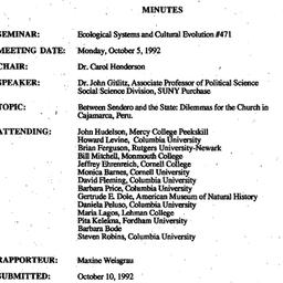 Minutes, 1992-10-05. Ecolog...