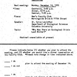 Announcements, 1970-12-14. ...