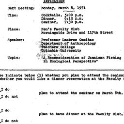 Announcements, 1971-03-08. ...