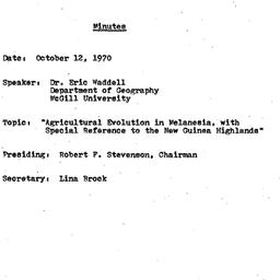 Minutes, 1970-10-12. Ecolog...
