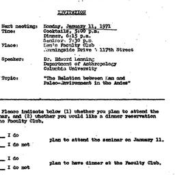 Announcements, 1971-01-11. ...