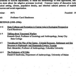 Schedules, Ecology and Cult...