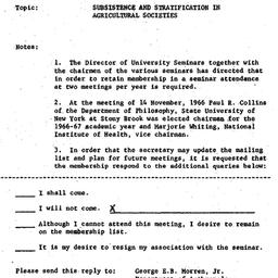 Announcements, 1966-12-12. ...