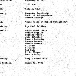 Minutes, 1972-02-07. Ecolog...