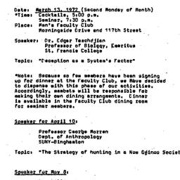 Announcements, 1972-03-13. ...