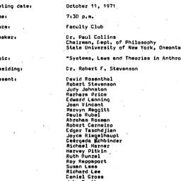 Minutes, 1971-10-11. Ecolog...