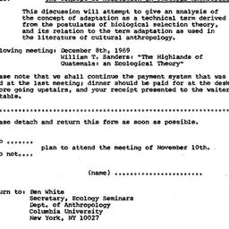 Announcements, 1969-11-10. ...