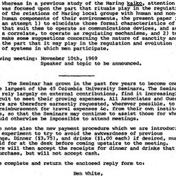 Announcements, 1969-10-13. ...
